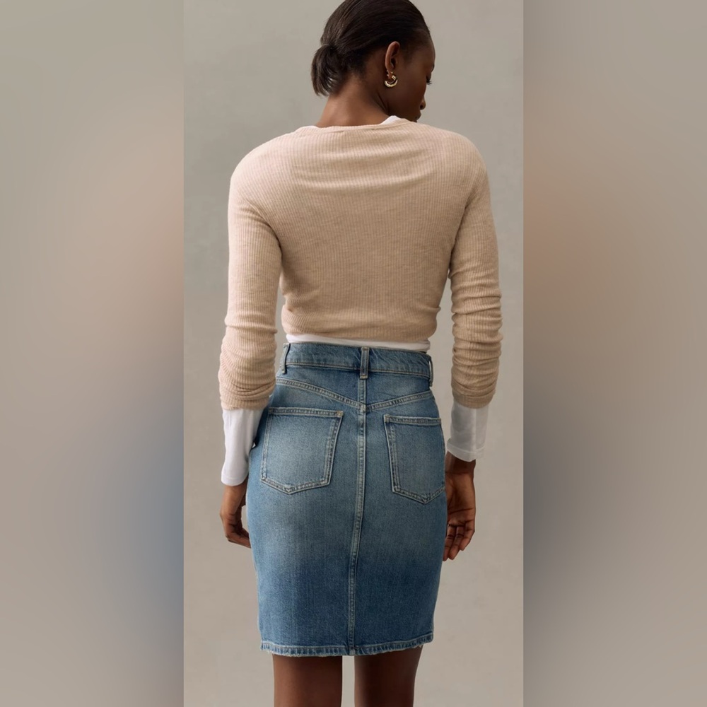 Anthropologie Pilcro Blue Denim Pencil Skirt Size 4 - Picture 3 of 9